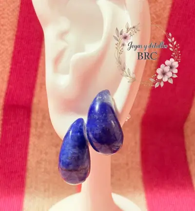 Aros de piedra lapislázuli. - miniatura 1