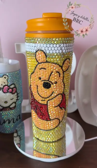 Vaso térmico decorado con cristales - miniatura 2