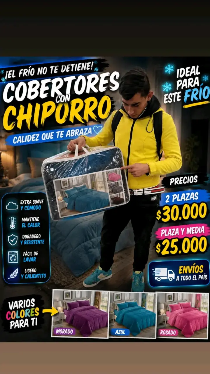 Cobertor con chiporro para cama 2 plazas