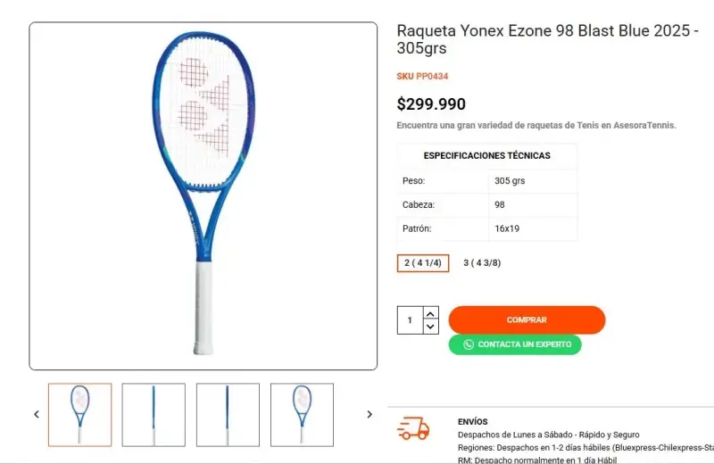 Raqueta NUEVA Yonex Ezone 98 Blast Blue 2025 - 1