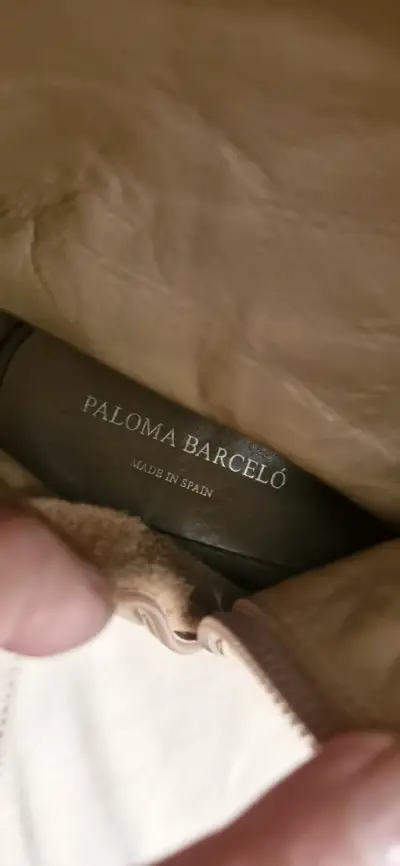 Botas de cuero con taco acuña beige - miniatura 2