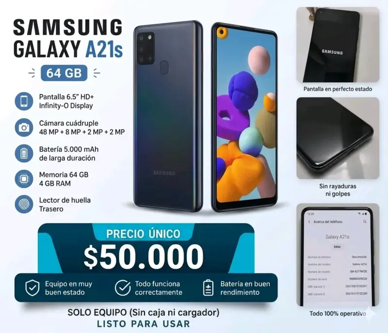 Samsung Galaxy A21s 64GB en buen estado - 1