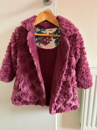 Abrigo infantil de peluche morado 18 meses - miniatura 3
