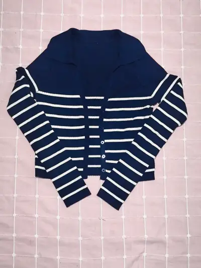 Cardigan de rayas azul y blanco - miniatura 1