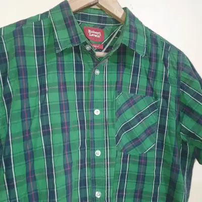 Camisa a cuadros verde Robert Lewis - miniatura 3