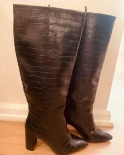 Botas altas de cuero sintético negro - miniatura 1
