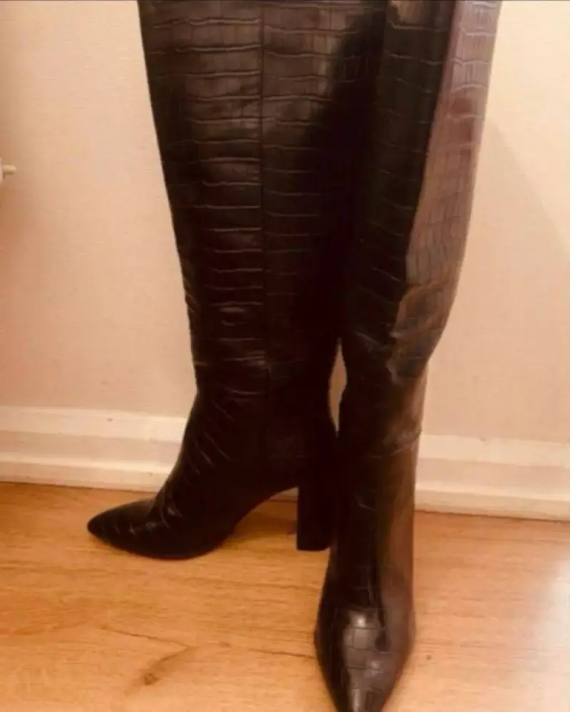 Botas altas de cuero sintético negro - 2