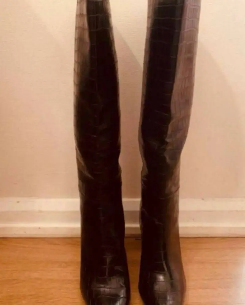 Botas altas de cuero sintético negro - 3