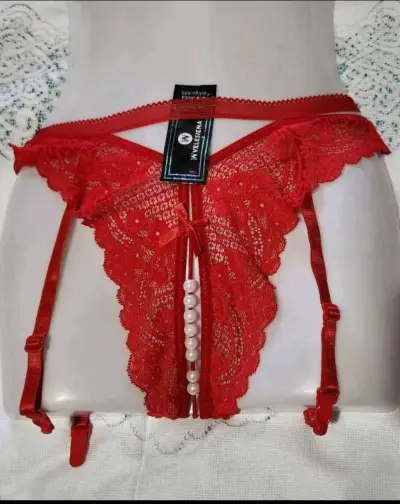 Colales sexy encaje, perlas y portaligas - miniatura 1