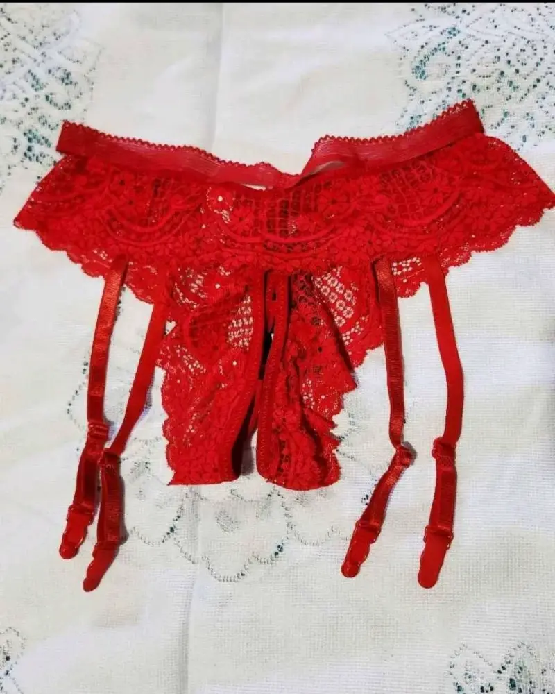 Colales sexy encaje, perlas y portaligas - 3