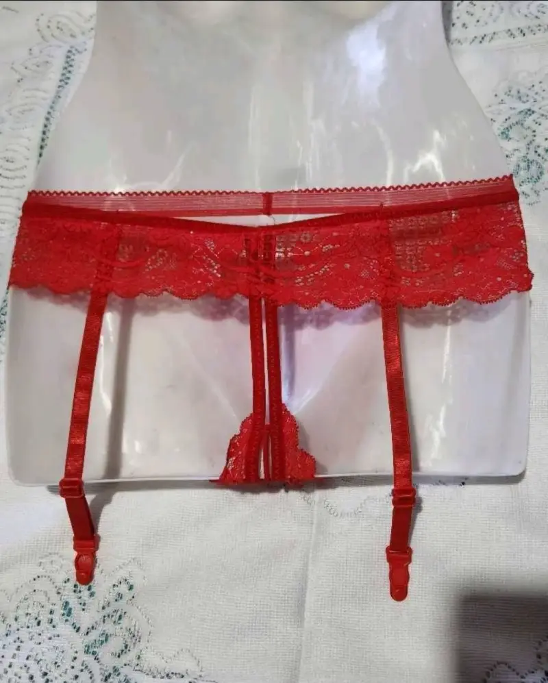Colales sexy encaje, perlas y portaligas - 4