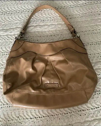 Bolso de cuero beige elegante - miniatura 4
