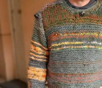 Suéter tejido multicolor artesanal - miniatura 5