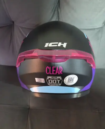 Casco de moto ICH negro con visera - miniatura 2