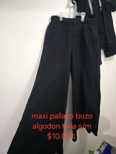 Pantalón palazzo buzo de algodón negro - miniatura 1