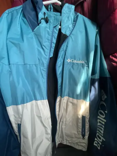 Chaqueta impermeable azul y gris - miniatura 3