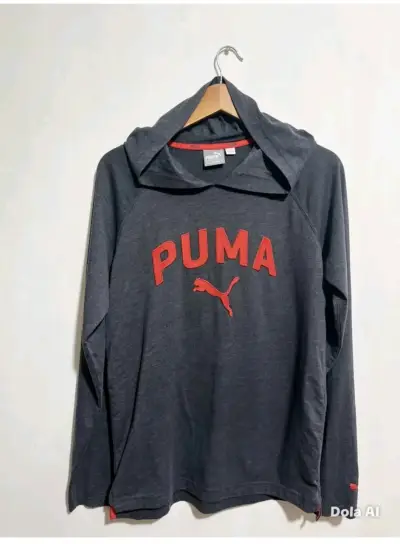 Polera con capucha Puma gris y rojo - miniatura 1