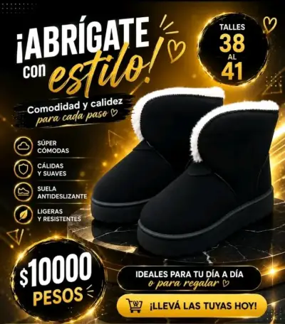 Botas negras cálidas y cómodas talla 38-41 - miniatura 1