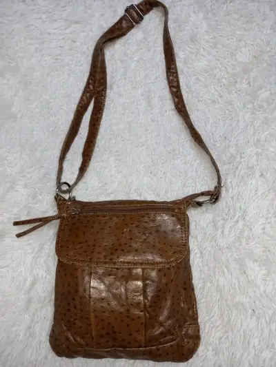 Bolso bandolera de cuero marrón - miniatura 1