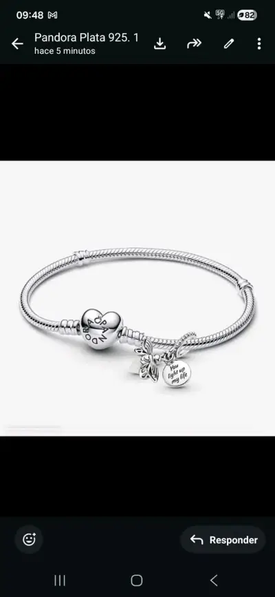 Pulsera Pandora de plata 925 con dijes - miniatura 1