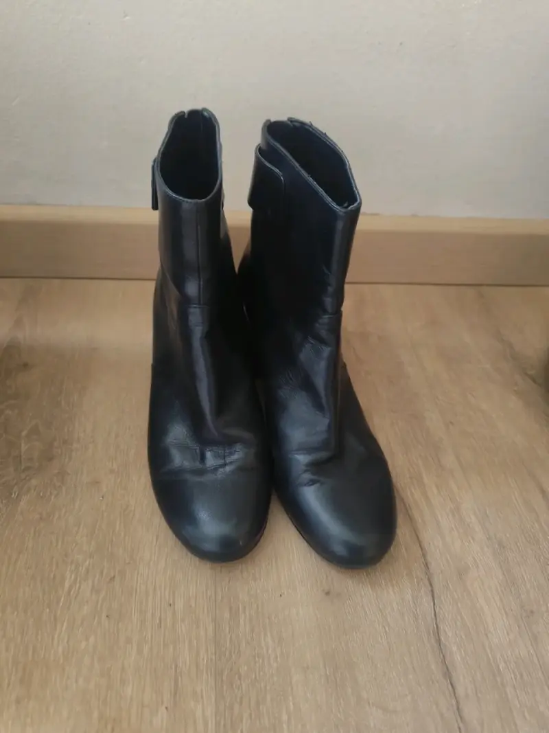 Botines de cuero negro para mujer - 1