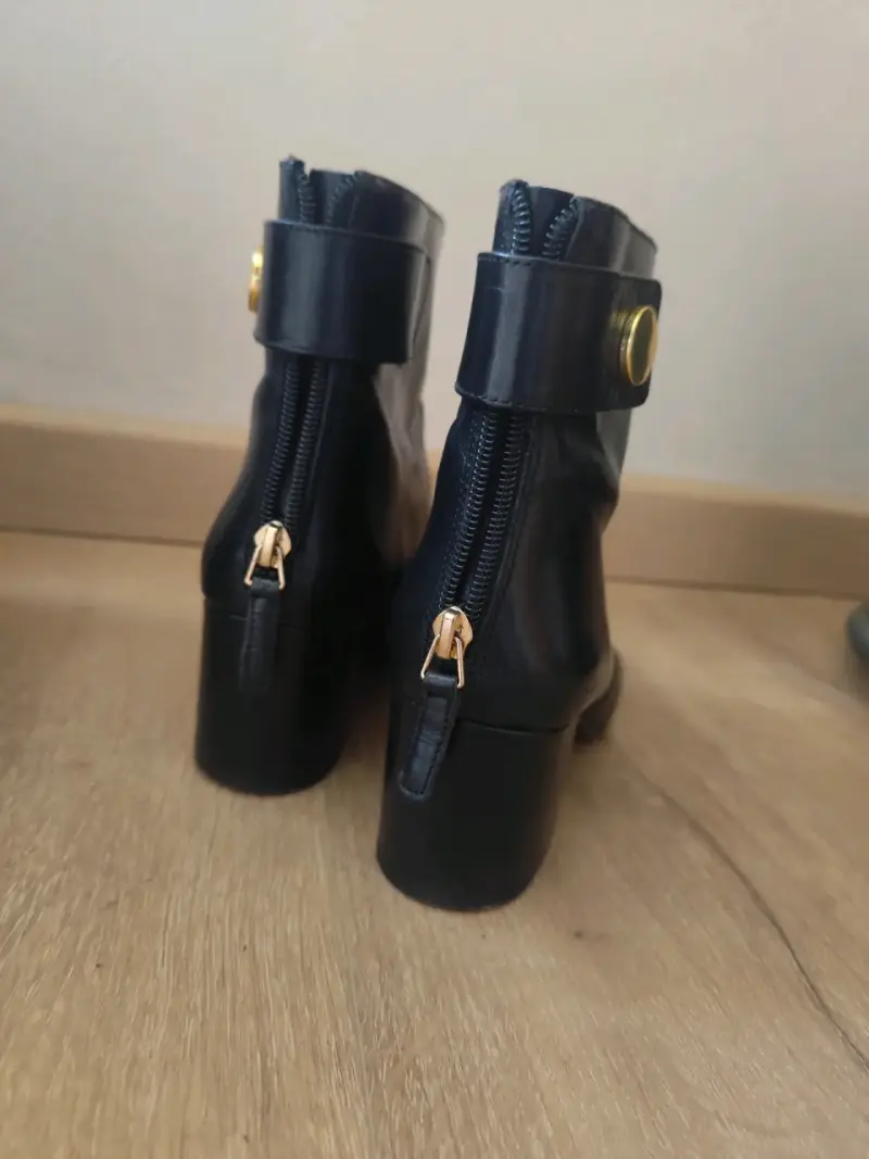 Botines de cuero negro para mujer - 3