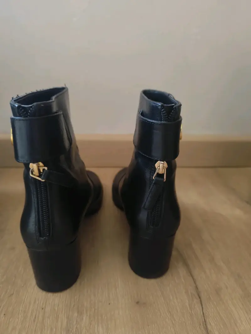 Botines de cuero negro para mujer - 4