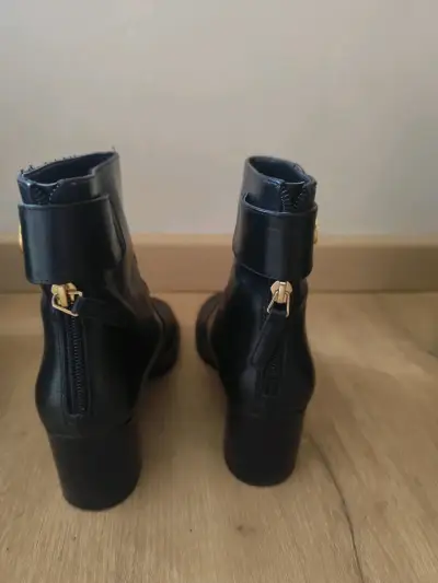 Botines de cuero negro para mujer - miniatura 4