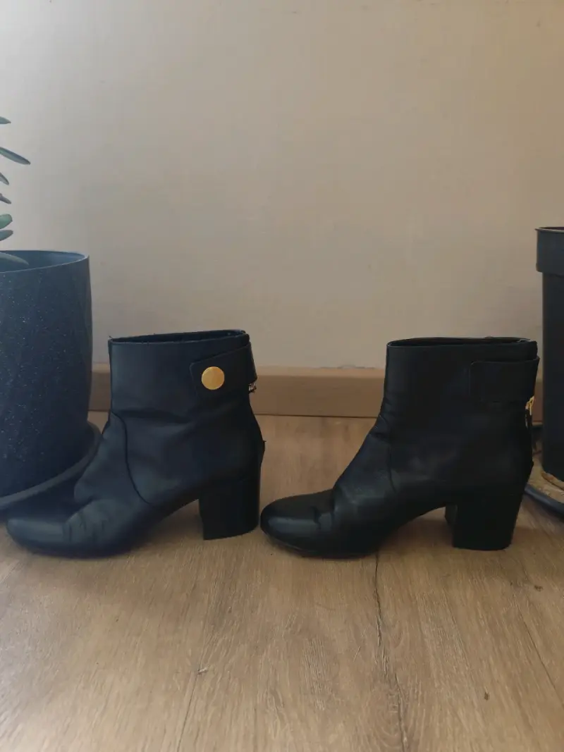 Botines de cuero negro para mujer - 5