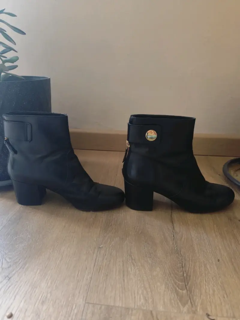 Botines de cuero negro para mujer - 6