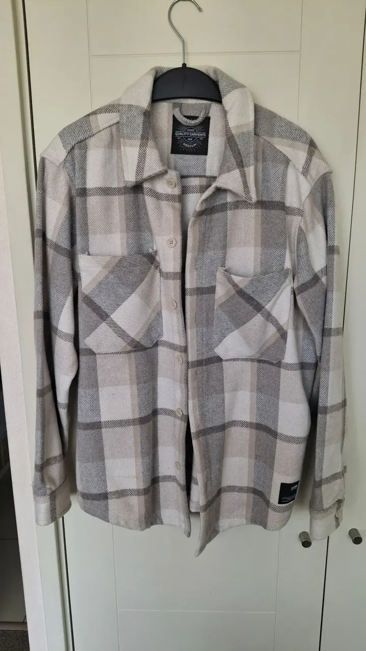 Camisa de franela a cuadros beige - 1
