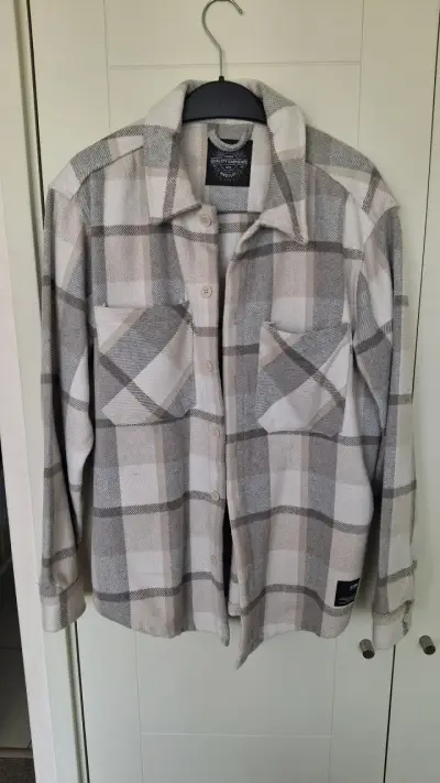Camisa de franela a cuadros beige - miniatura 1