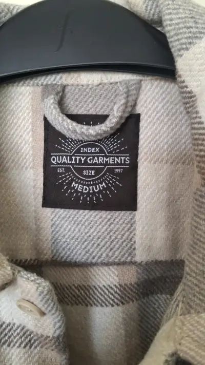 Camisa de franela a cuadros beige - miniatura 4