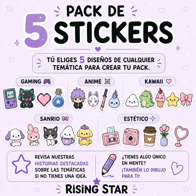 Pack de 5 stickers temáticos personalizados - 1