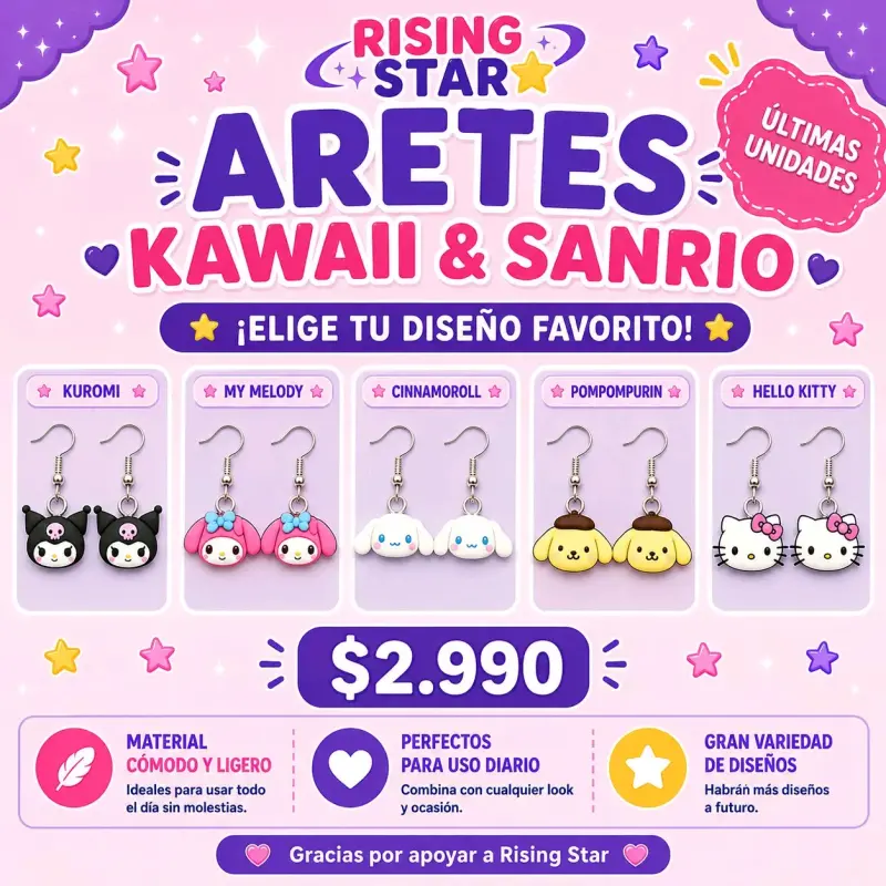 Aros Kawaii Sanrio - Varios Diseños - 1