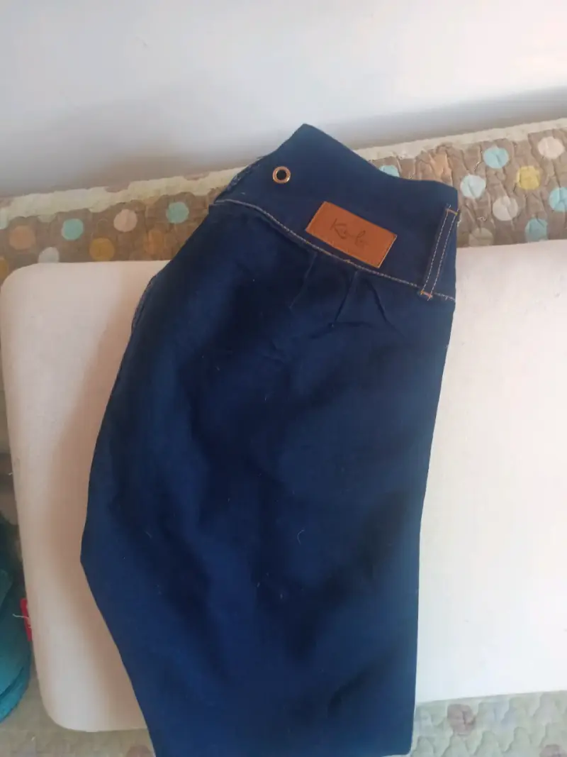 Jeans azul oscuro de tiro alto - 2