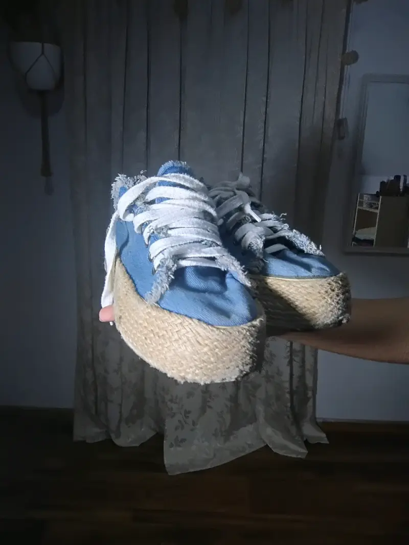Zapatillas de lona azul con plataforma - 1