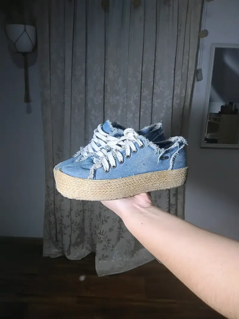Zapatillas de lona azul con plataforma - 2