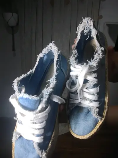 Zapatillas de lona azul con plataforma - miniatura 3