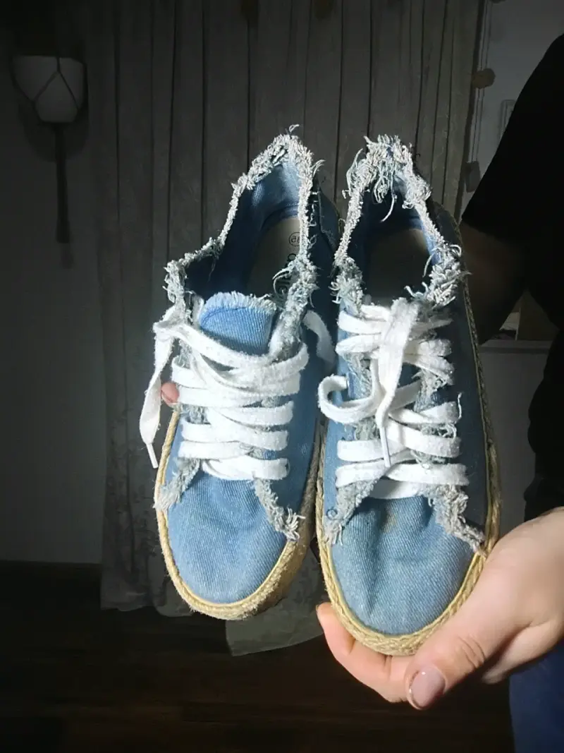 Zapatillas de lona azul con plataforma - 4