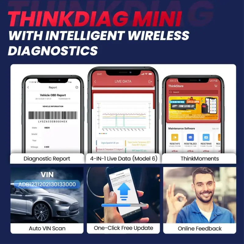 Thinkcar Escáner OBD2 para diagnóstico automotriz - 3