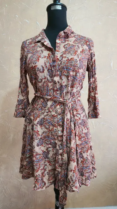 Vestido camisero estampado bohemio - miniatura 1