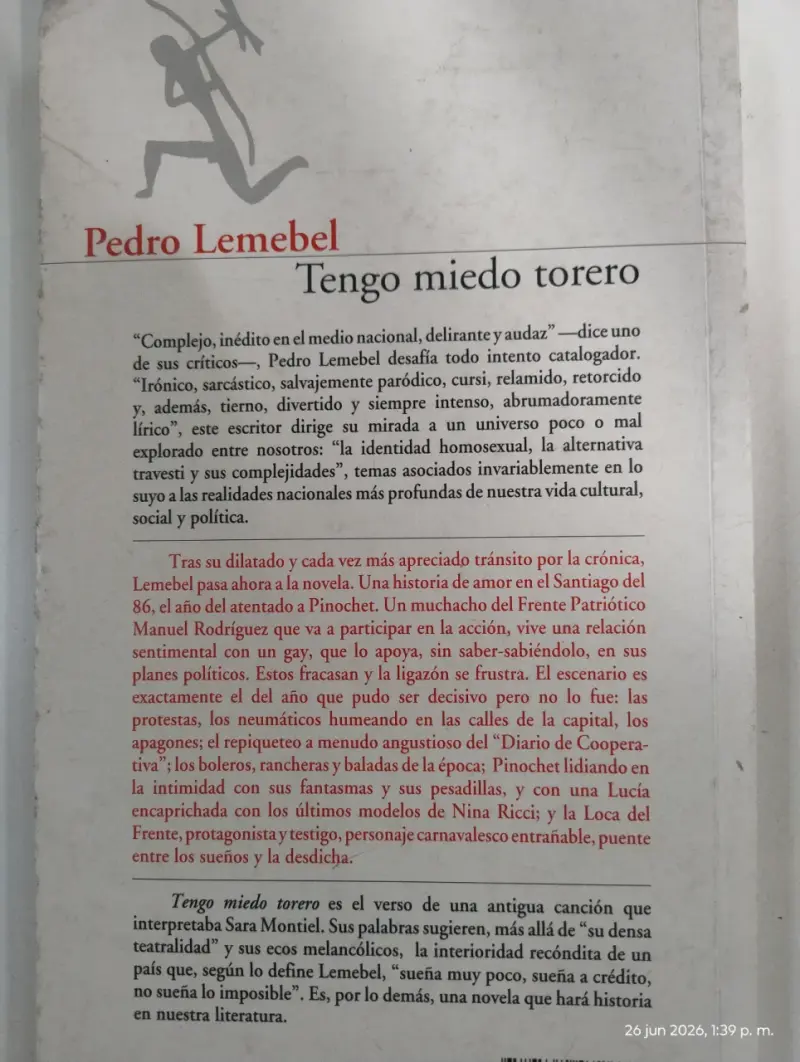 Libro 'Tengo miedo torero' de Pedro Lemebel - 2