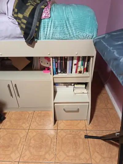 Cama 1.5 plazas con almacenamiento blanco - miniatura 3