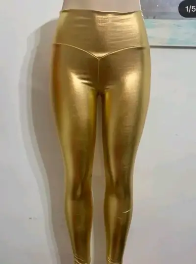 Leggings dorados brillantes para mujer - miniatura 1