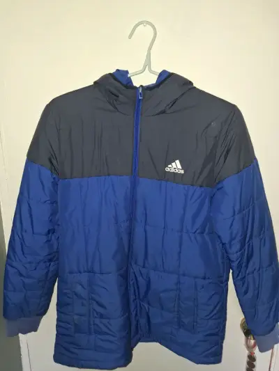 Chaqueta Adidas azul con capucha + para de plumas - miniatura 1