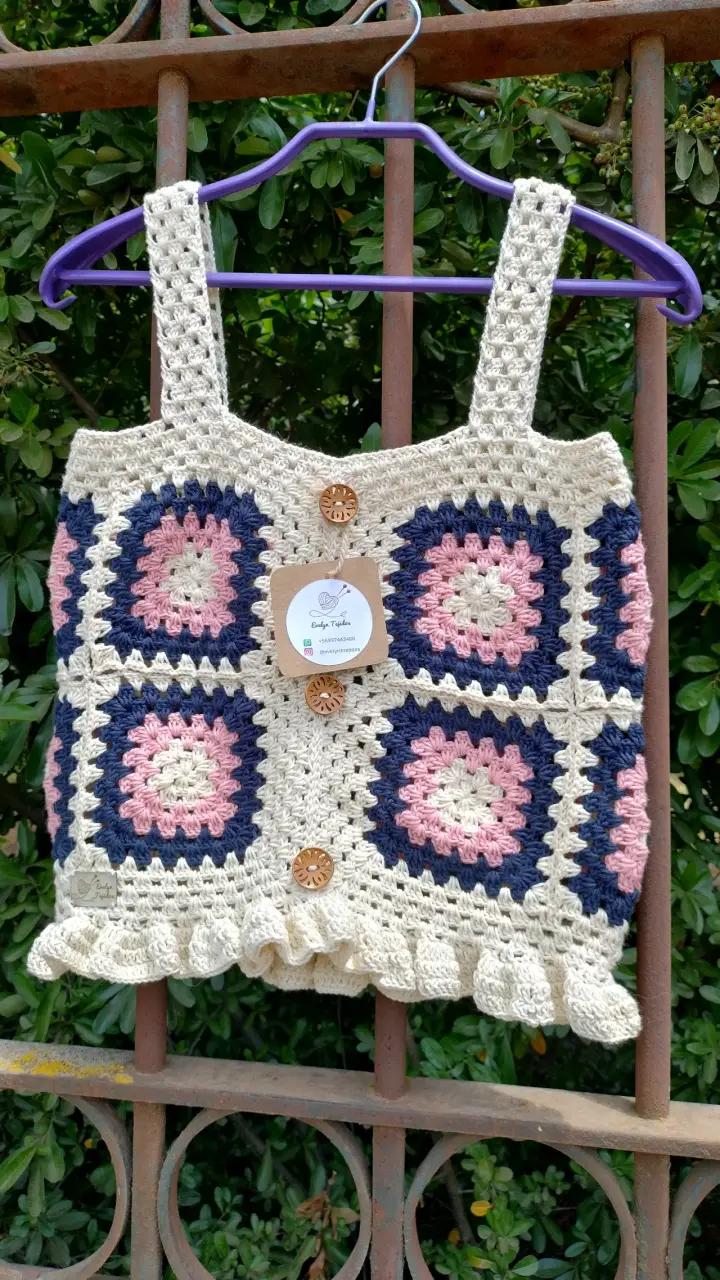 Top tejido a crochet multicolor - 2