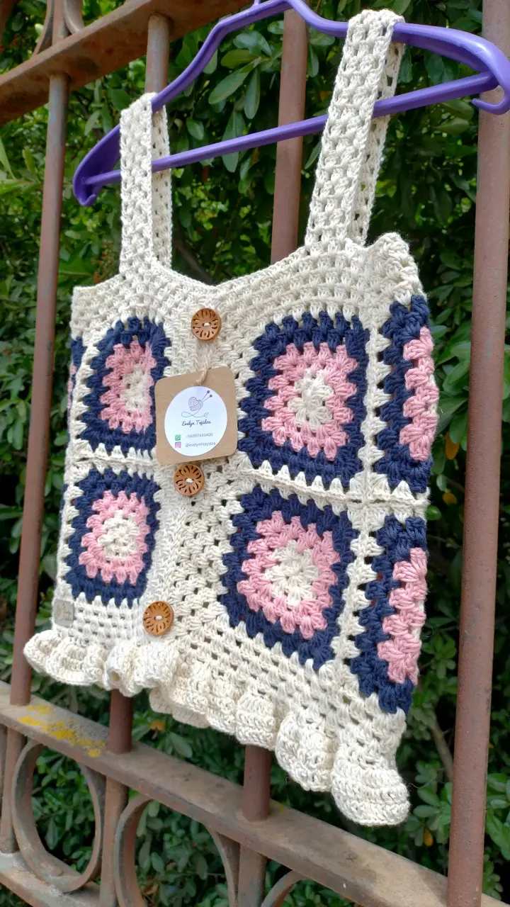 Top tejido a crochet multicolor - 3