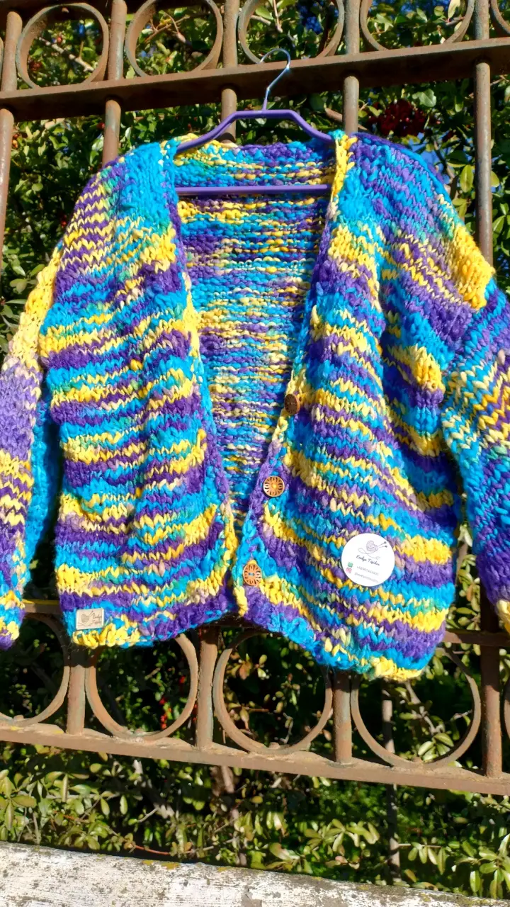 Chaleco de lana multicolor tejido a mano - 3