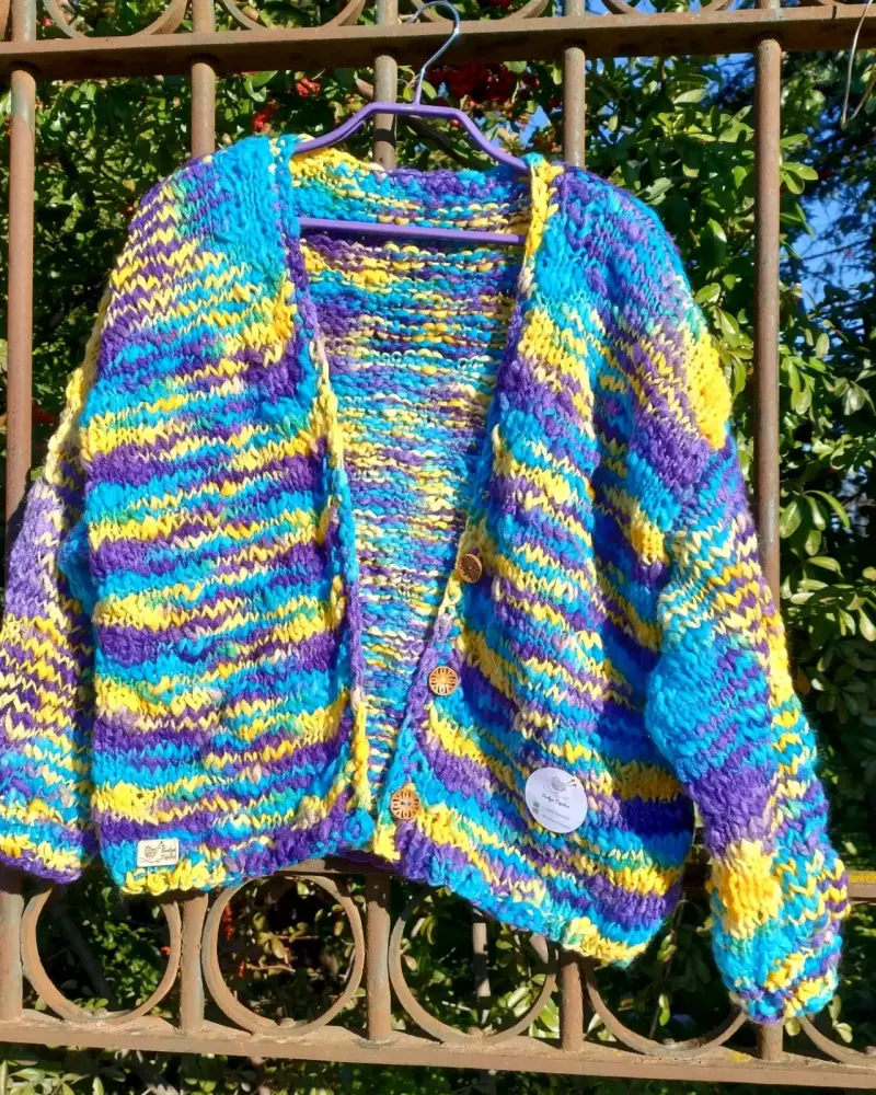 Chaleco de lana multicolor tejido a mano - 6